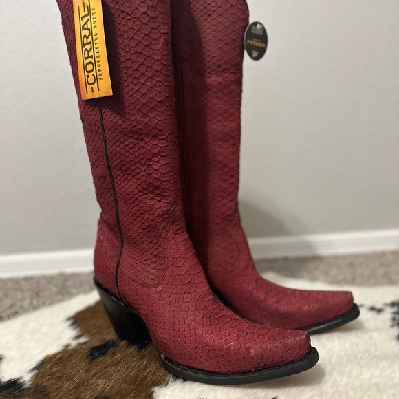 Red Genuine Python Cowgirl Boot - Picture 2 of 3